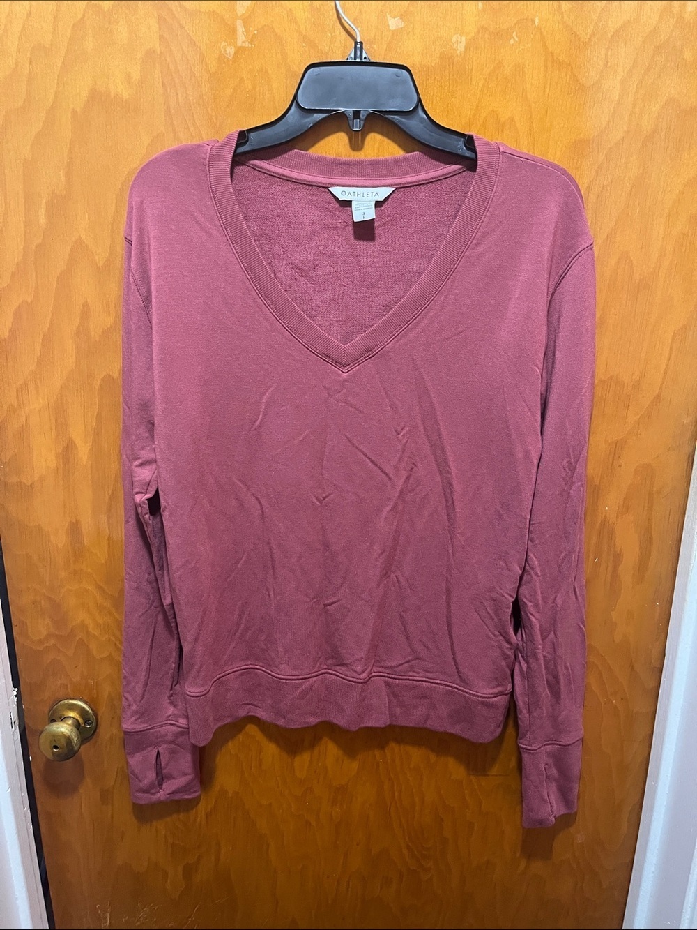 Athleta Dusty Rose V-Neck Crew Sweater - Picture 1 of 5